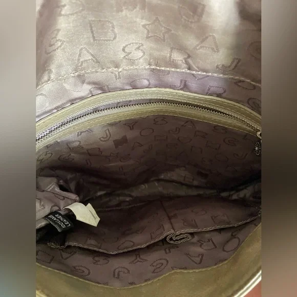 MARC JACOBS Olive Tan DISTRESSED Preppy Leather Flap SHOULDER BAG CROSS BODY - Picture 9 of 16